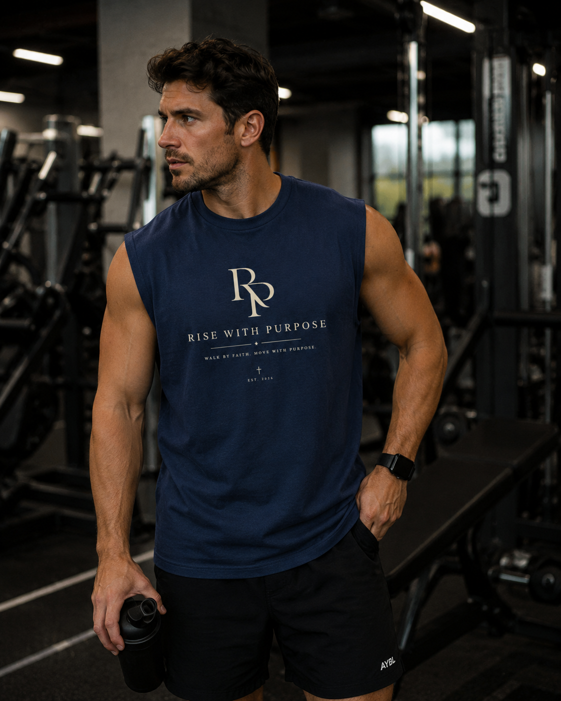 Men's Performance Tank Top in coffee brown colour with sleeveless athletic cut.