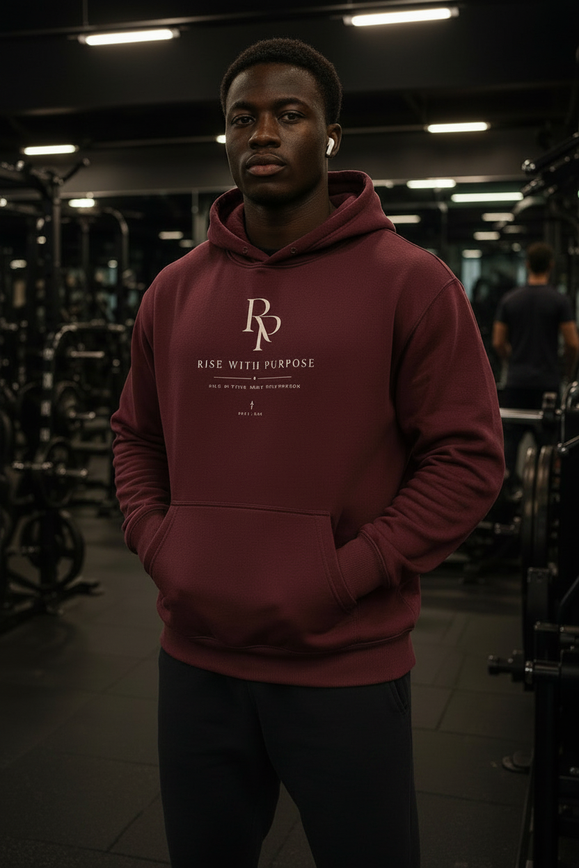 Essential heavyweight hoodie worn by model in black colour with oversized streetwear fit.