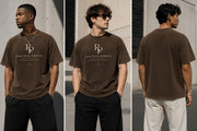 Rise With Purpose oversized heavyweight vintage t-shirt in coffee brown cotton with drop shoulders and a distressed logo graphic.